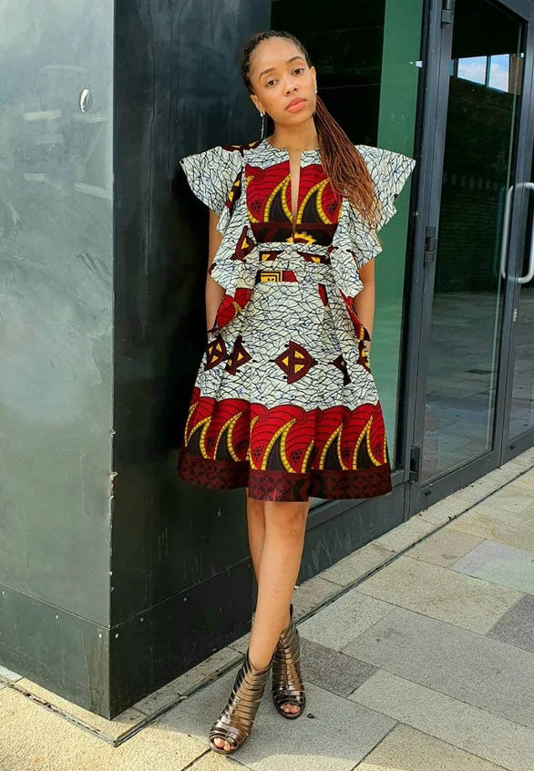 Nakia-in-Wakanda- Ankara Fit and Flare Mini Dress