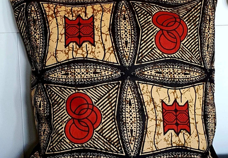 Orange and black - Handmade African print cushion