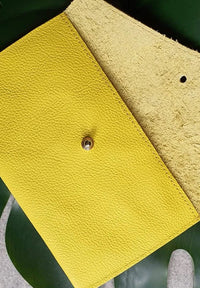YELLOW - 100% handmade Mini leather coin money purse