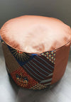Earth - Handmade leather and African print footstool storage pouffe