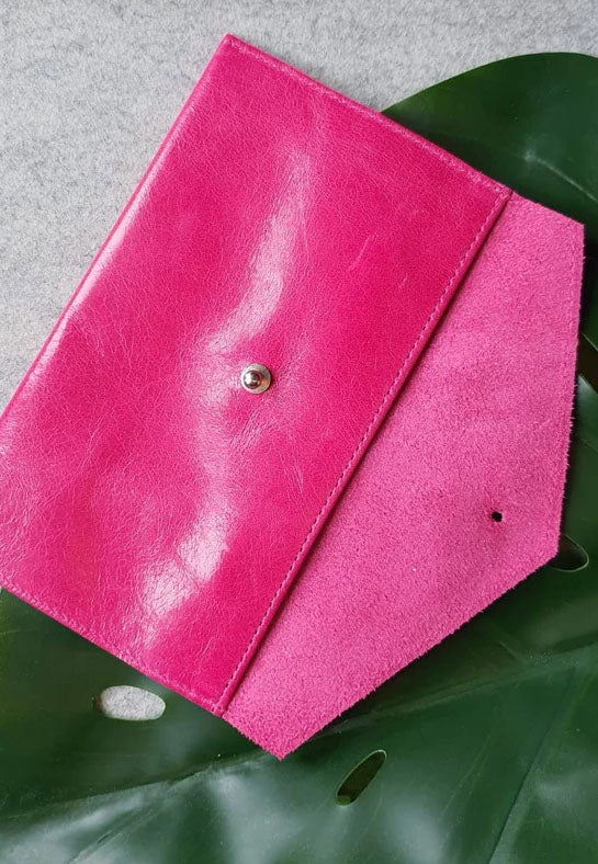 Pink - 100% handmade Mini leather coin money purse