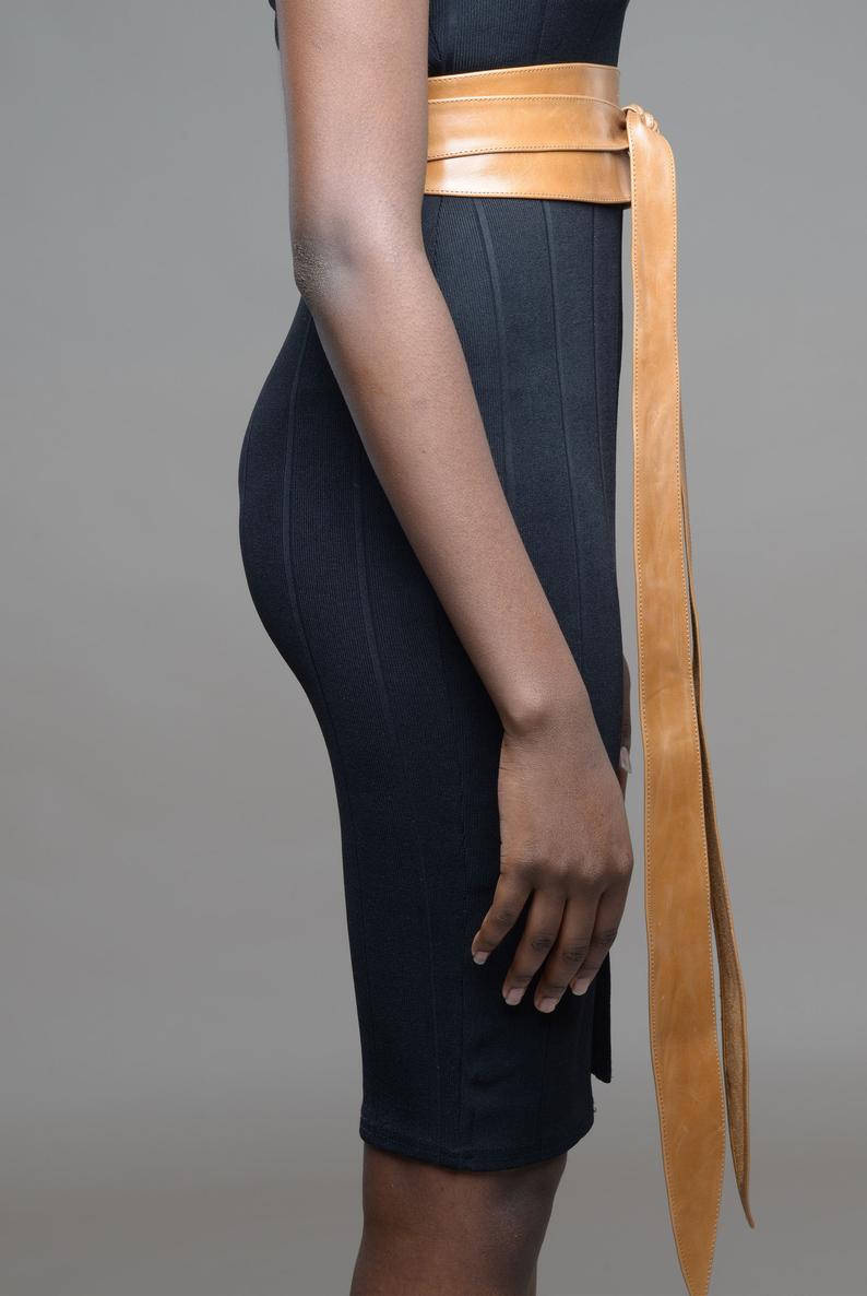 Tan Leather Obi belt