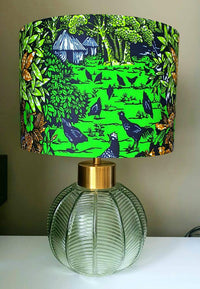 Village scene - Handmade pendent drum lampshades