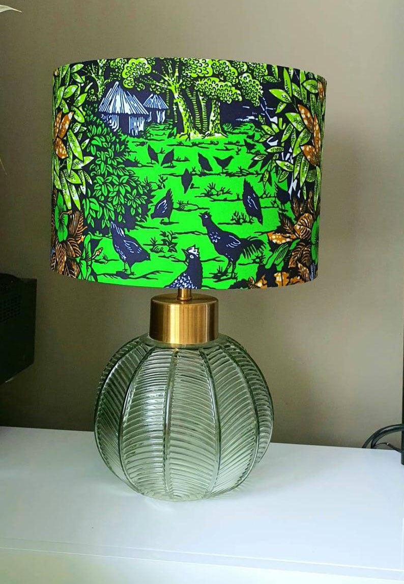 Village scene - Handmade pendent drum lampshades