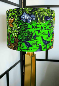 Village scene - Handmade pendent drum lampshades