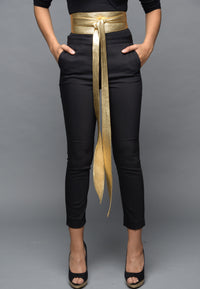 Gold Leather Obi belt