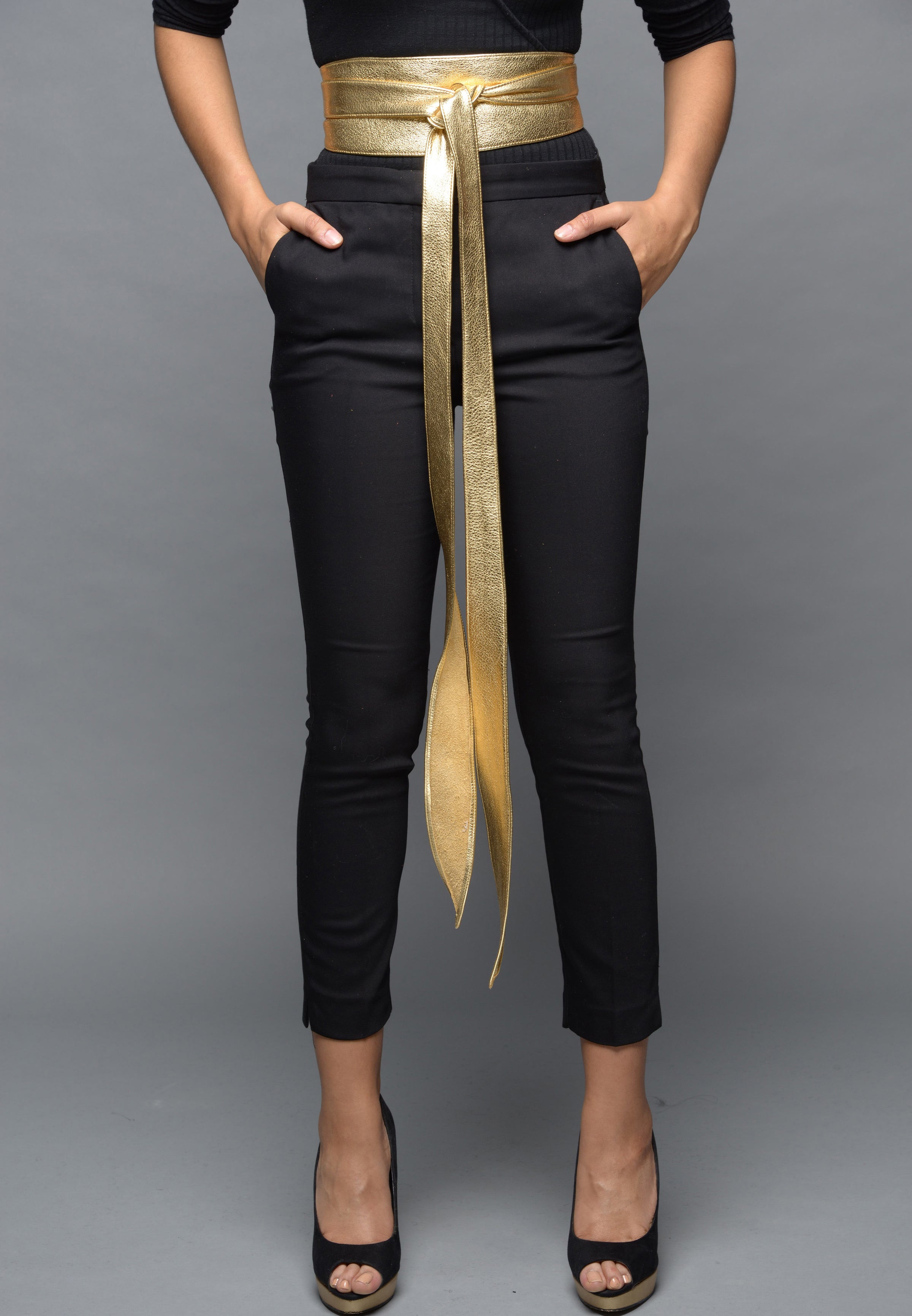 Gold Leather Obi belt