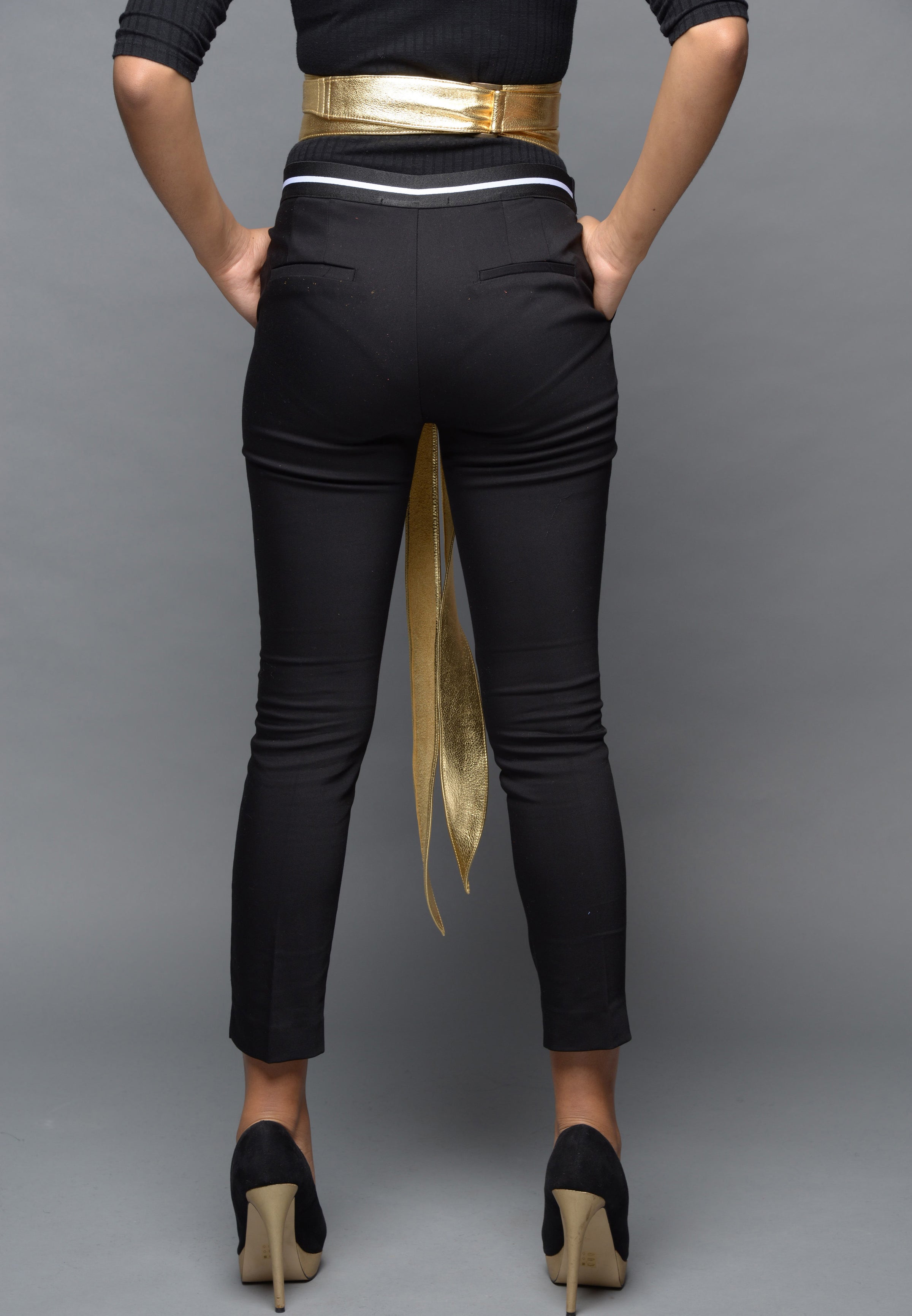 Gold Leather Obi belt